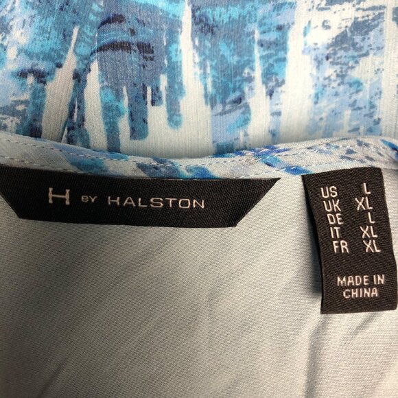 H by Halston Tunic Womens Size Large Blue Sleeveless Chiffon Overlay Summer Top - Picture 7 of 8
